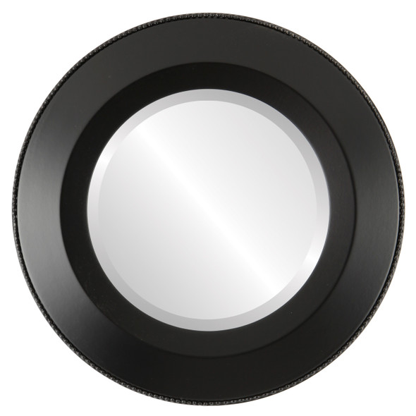 Lombardia Beveled Round Mirror Frame in Matte Black