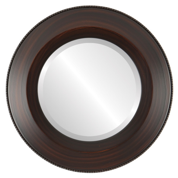 Lombardia Beveled Round Mirror Frame in Mocha