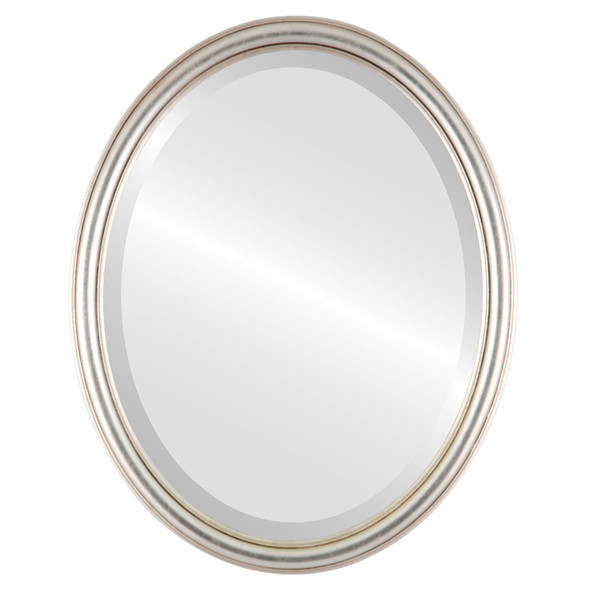 Saratoga Beveled Oval Mirror Frame in Silver Leaf with Brown Antique