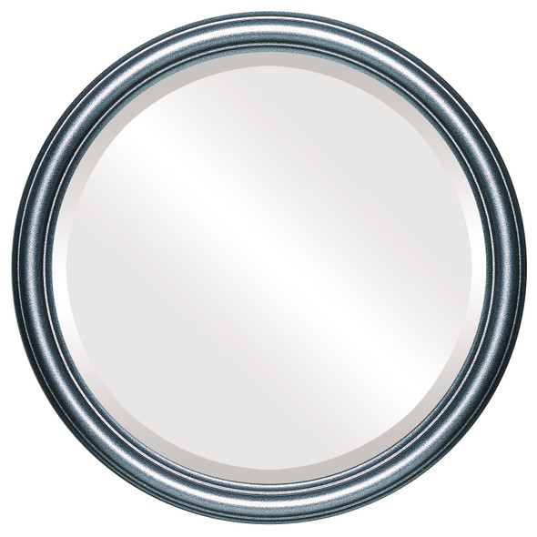 Saratoga Beveled Round Mirror Frame in Black Silver