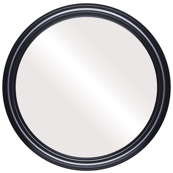 Saratoga Flat Round Mirror Frame in Gloss Black