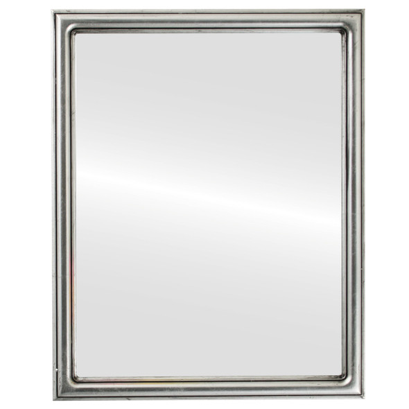 Saratoga Flat Rectangle Mirror Frame in Silver Leaf with Black Antique