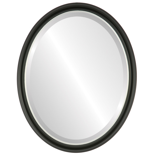 Hamilton Beveled Oval Mirror Frame in Matte Black with Silver Lip