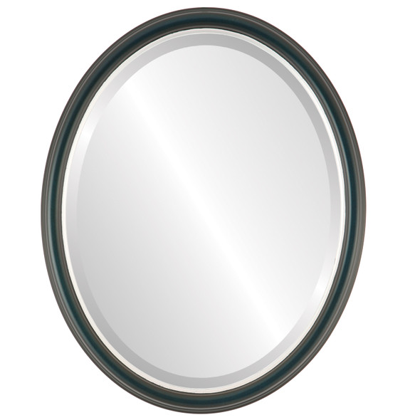 Hamilton Beveled Oval Mirror Frame in Royal Blue with Silver Lip
