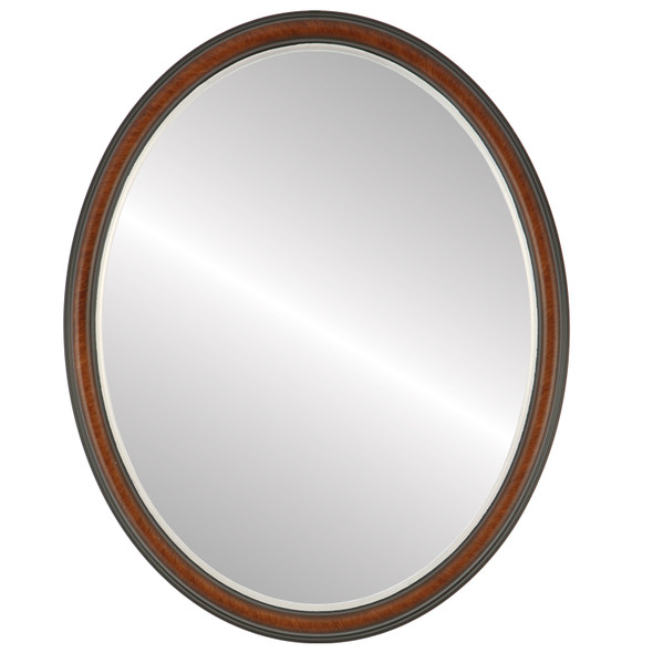 Hamilton Flat Oval Mirror Frame in Vintage Cherry with Silver Lip