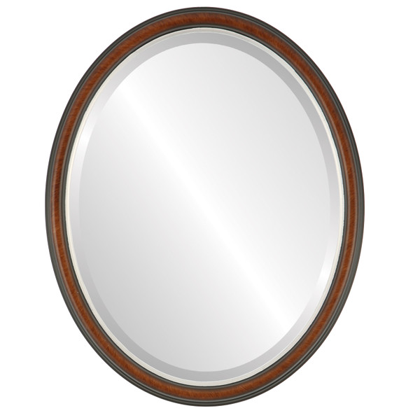 Hamilton Beveled Oval Mirror Frame in Vintage Walnut with Silver Lip