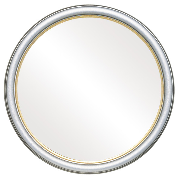 Hamilton Flat Round Mirror Frame in Silver Shade with Gold Lip