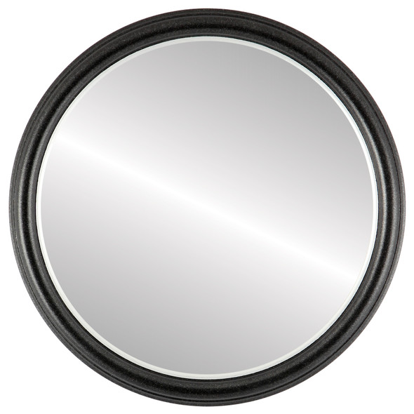 Hamilton Flat Round Mirror Frame in Black Silver with Silver Lip