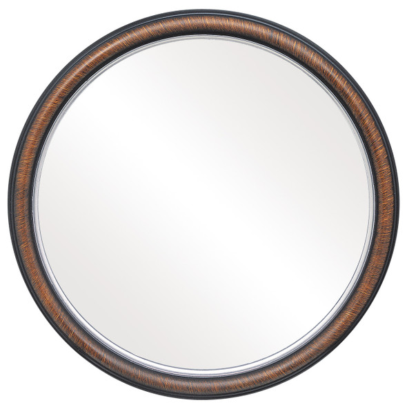 Hamilton Flat Round Mirror Frame in Vintage Walnut with Silver Lip