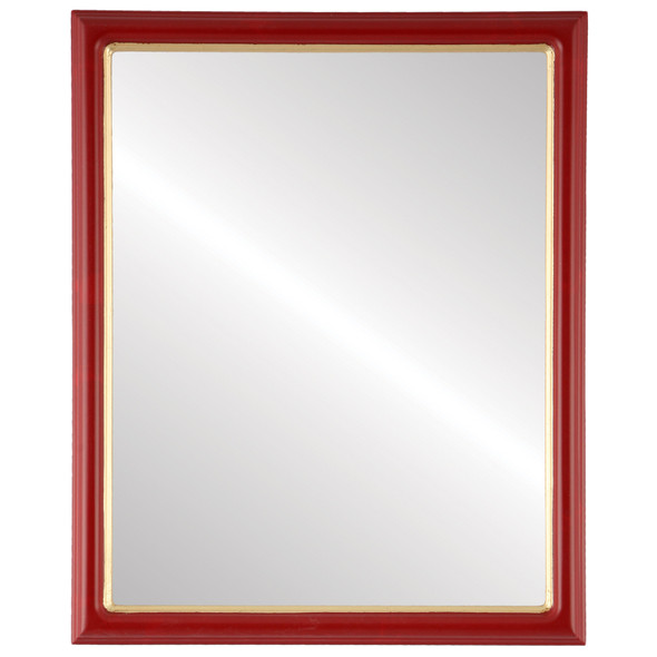 Hamilton Flat Rectangle Mirror Frame in Holiday Red with Gold Lip