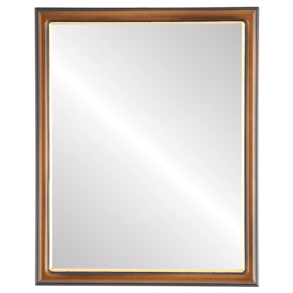 Hamilton Flat Rectangle Mirror Frame in Walnut with Gold Lip