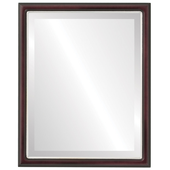 Hamilton Beveled Rectangle Mirror Frame in Rosewood with Silver Lip