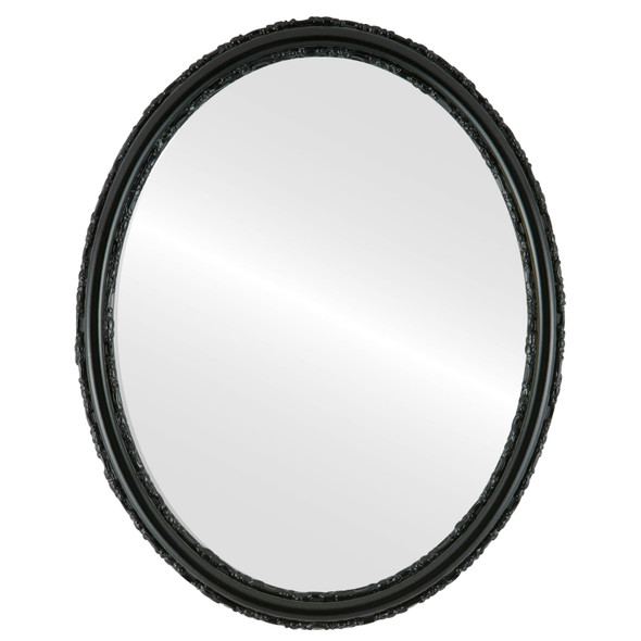 Virginia Flat Oval Mirror Frame in Gloss Black