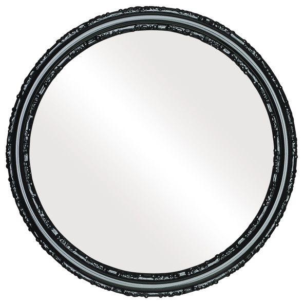 Virginia Flat Round Mirror Frame in Gloss Black
