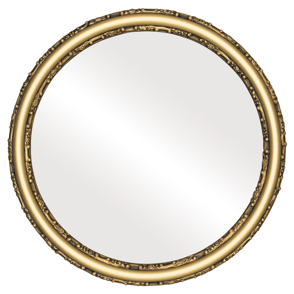 Virginia Flat Round Mirror Frame in Gold Spray