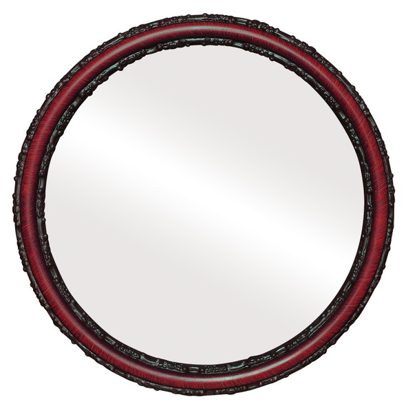 Virginia Flat Round Mirror Frame in Vintage Cherry