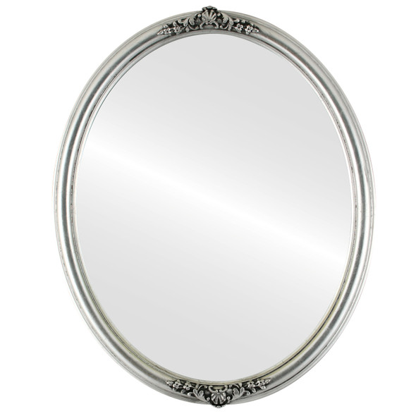 Contessa Flat Oval Mirror Silver Leaf with Black Antique Finish