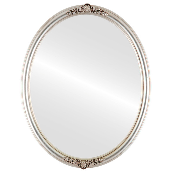 Contessa Flat Oval Mirror Silver Leaf with Brown Antique Finish