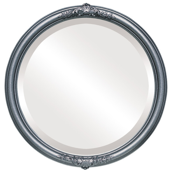 Contessa Beveled Round Mirror Frame in Black Silver
