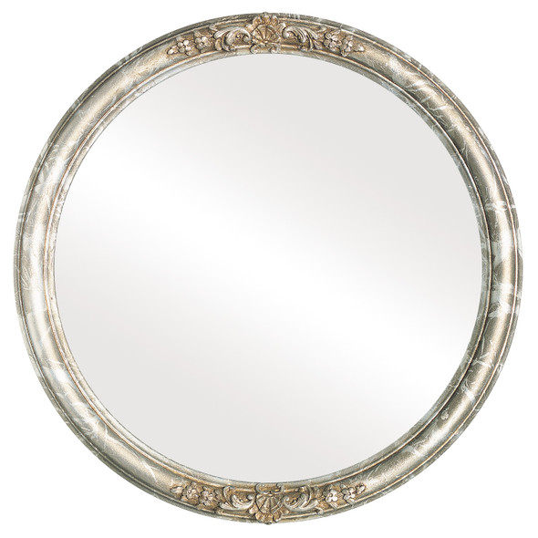 Contessa Flat Round Mirror Frame in Champagne Silver