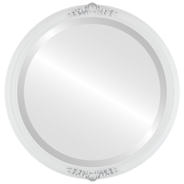 Contessa Beveled Round Mirror Frame in Linen White