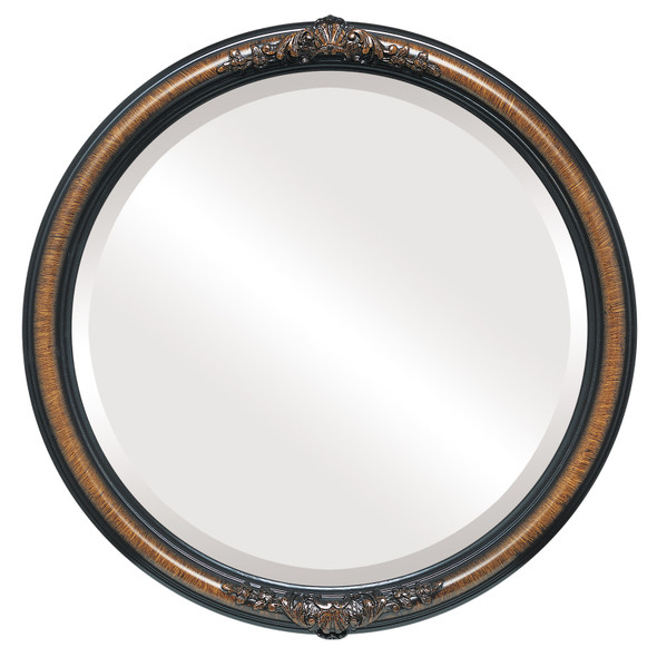 Contessa Beveled Round Mirror Frame in Vintage Walnut