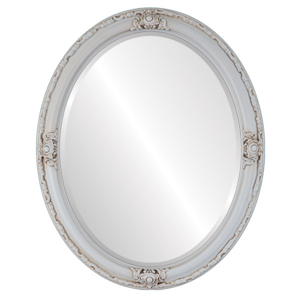 Jefferson Beveled Oval Mirror Frame in Antique White