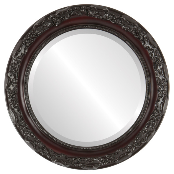 Rome Beveled Round Mirror Frame in Rosewood