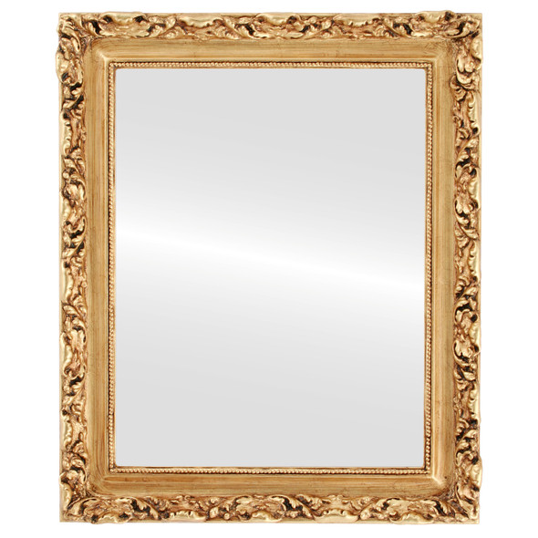 Rome Flat Rectangle Mirror Frame in Antique Gold Leaf