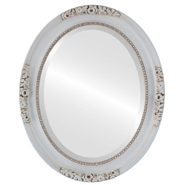Versailles Beveled Oval Mirror Frame in Antique White