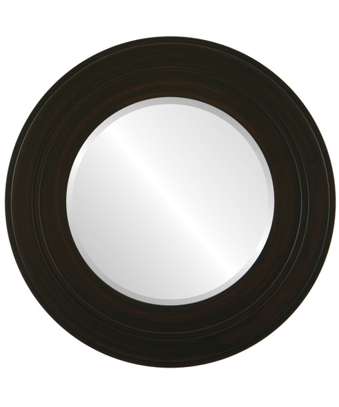 Palomar Beveled Round Mirror Frame in Black Walnut