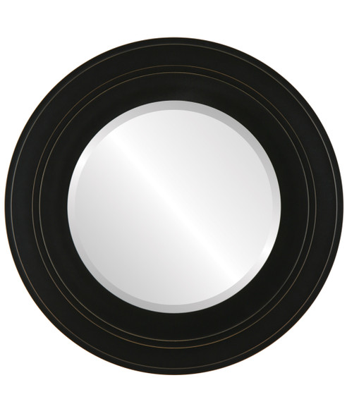 Palomar Beveled Round Mirror Frame in Rubbed Black