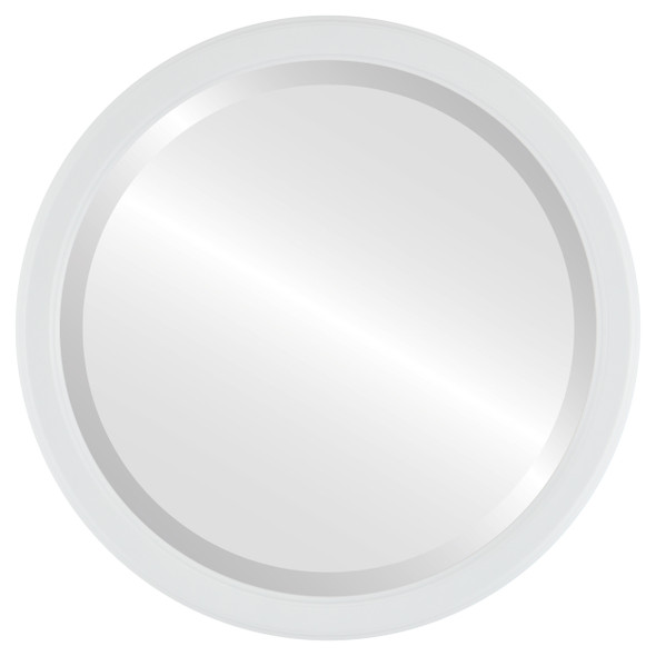 Toronto Beveled Round Mirror Frame in Linen White