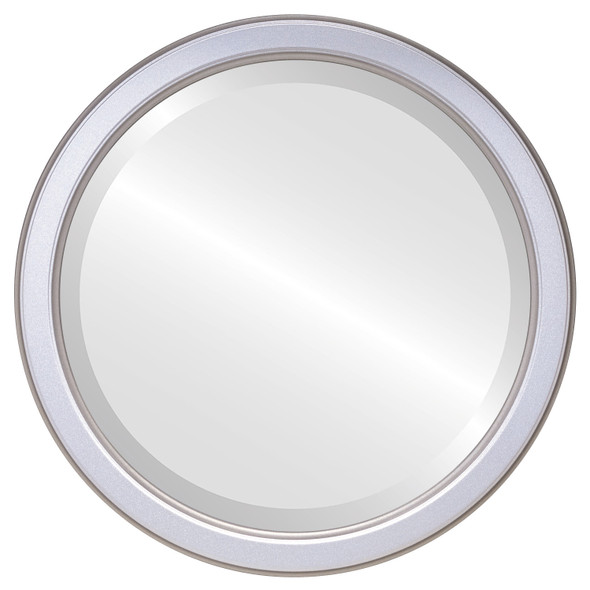 Toronto Beveled Round Mirror Frame in Silver Spray