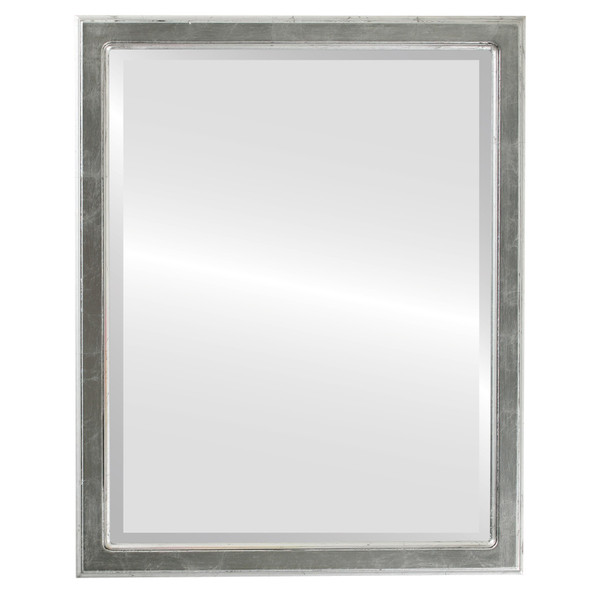 Toronto Beveled Rectangle Mirror Frame in Silver Leaf with Black Antique