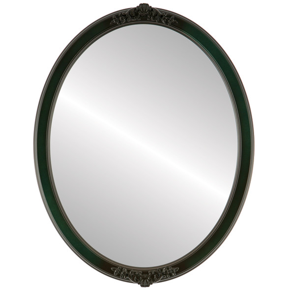 Athena Flat Oval Mirror Frame in Hunter Green