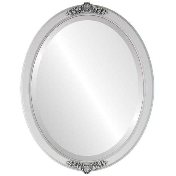 Athena Beveled Oval Mirror Frame in Linen White