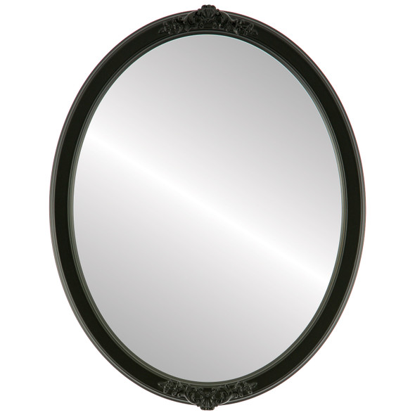 Athena Flat Oval Mirror Frame in Matte Black