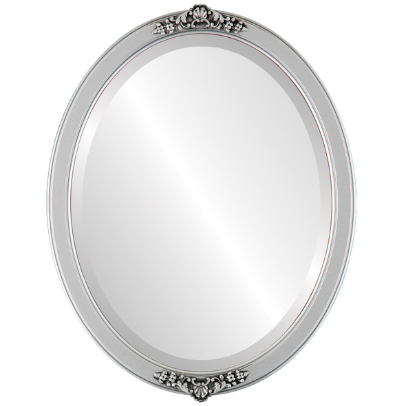 Athena Beveled Oval Mirror Frame in Silver Spray