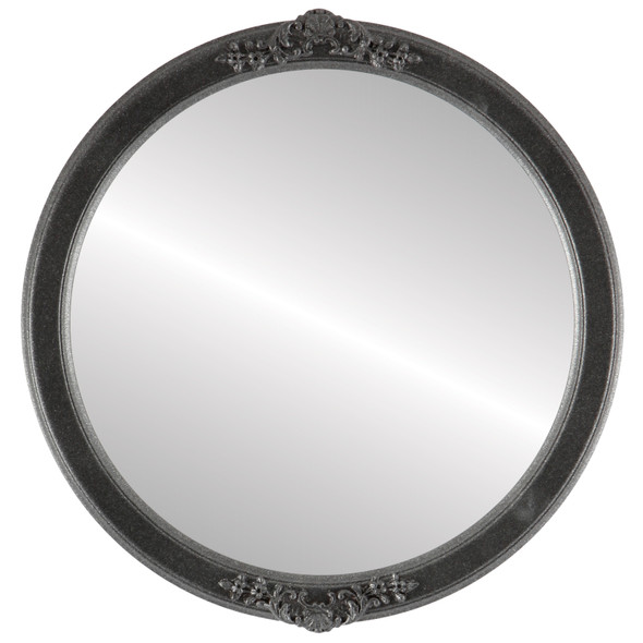 Athena Flat Round Mirror Frame in Black Silver
