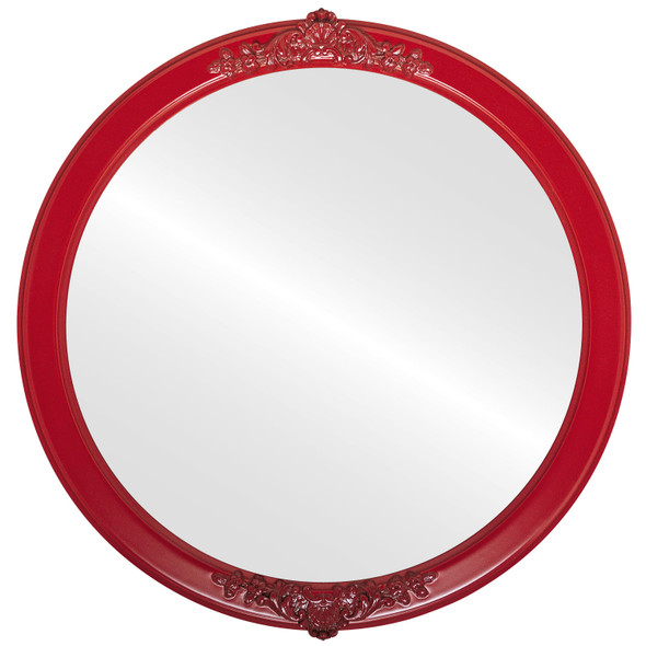 Athena Flat Round Mirror Frame in Holiday Red