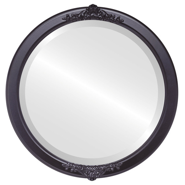 Athena Beveled Round Mirror Frame in Matte Black