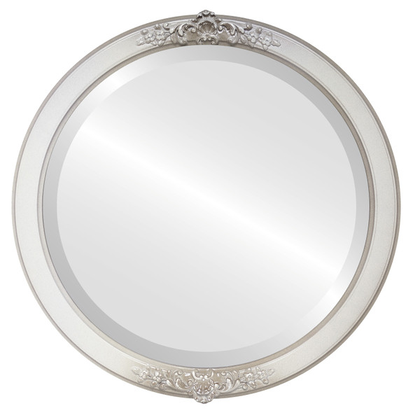 Athena Beveled Round Mirror Frame in Taupe