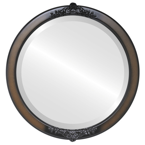Athena Beveled Round Mirror Frame in Walnut