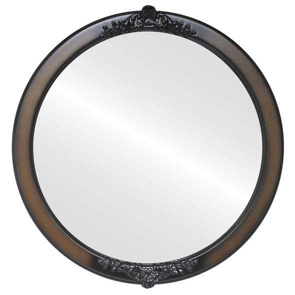 Athena Flat Round Mirror Frame in Walnut