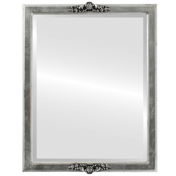 Athena Beveled Rectangle Mirror Frame in Silver Leaf with Black Antique