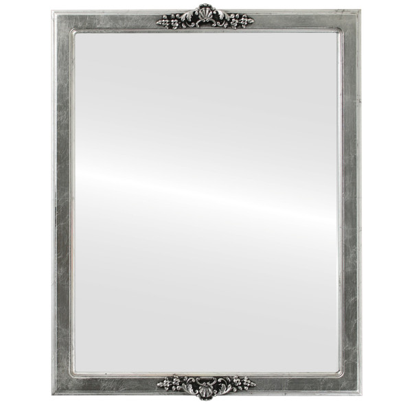 Athena Flat Rectangle Mirror Frame in Silver Leaf with Black Antique