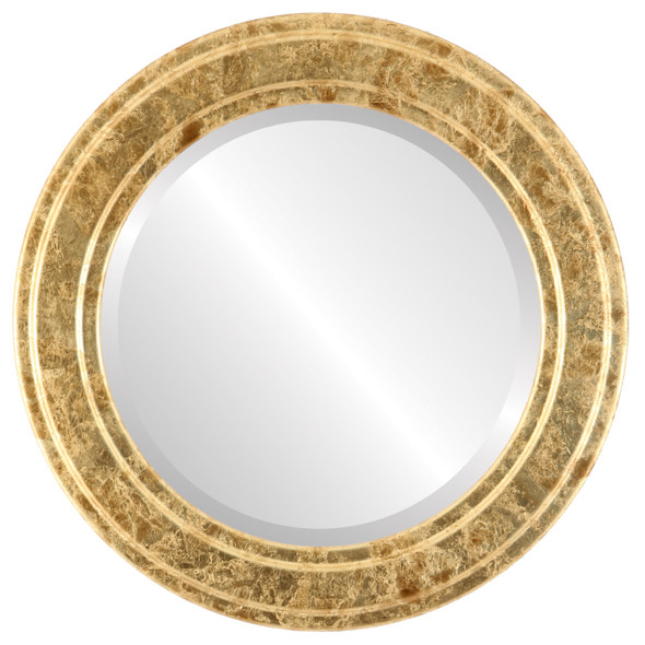 Wright Beveled Round Mirror Frame in Champagne Gold