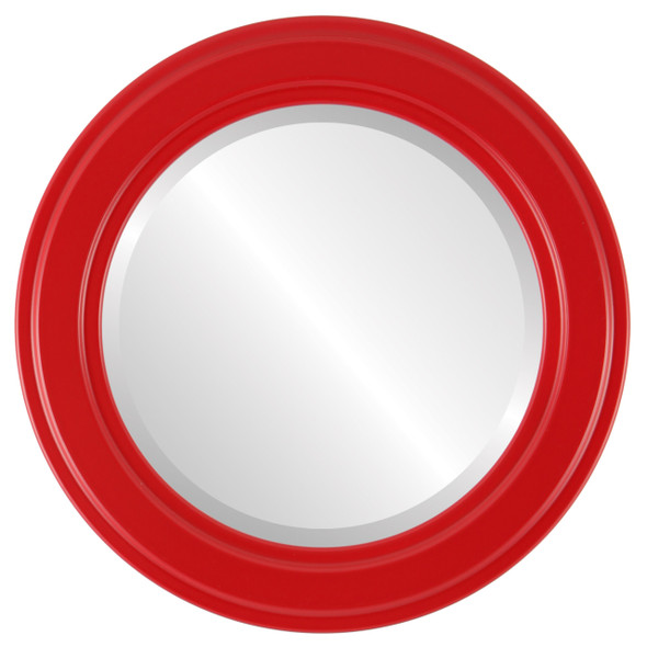 Wright Beveled Round Mirror Frame in Holiday Red