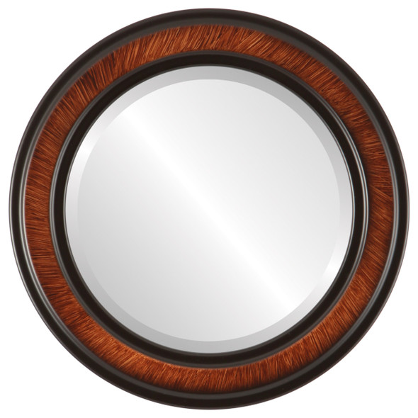 Wright Beveled Round Mirror Frame in Vintage Walnut